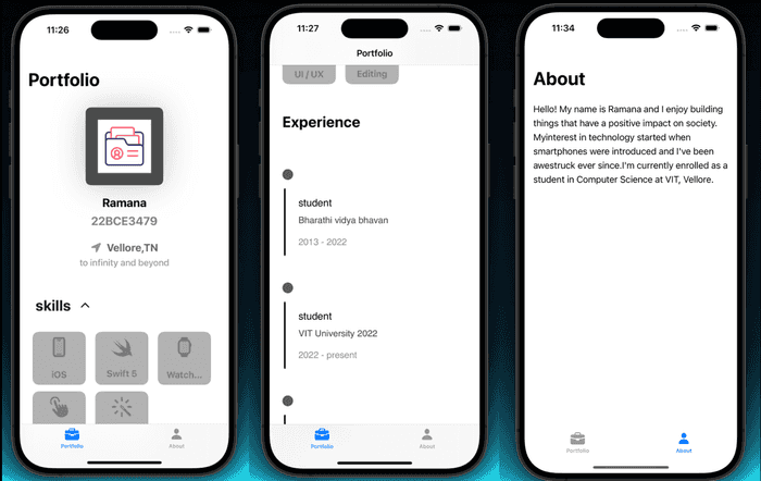 Portfolio app (Swift)